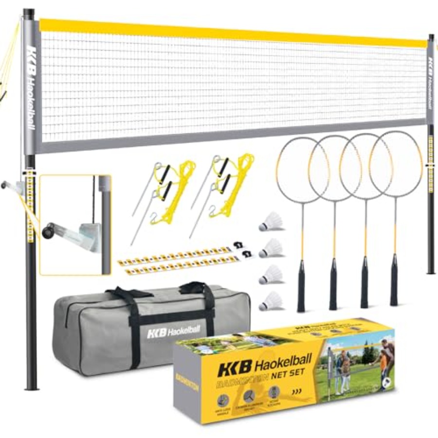 Badminton Racket Carbon - Backyard outdoor badminton set: heavy-duty anti-sag