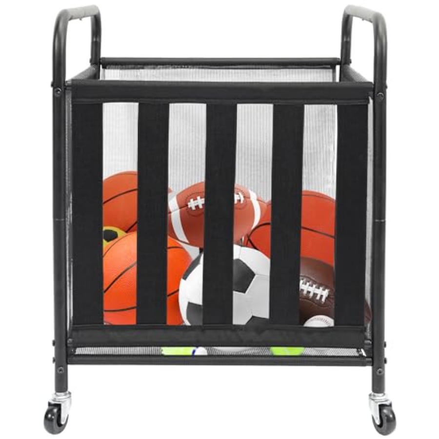 Sports Equipment Basketball - Rolling Sports Ball Storage Cart Lockable