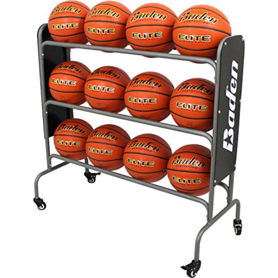 Sports Equipment Basketball - Steel Basketball Rack with Wheels 3-Tier